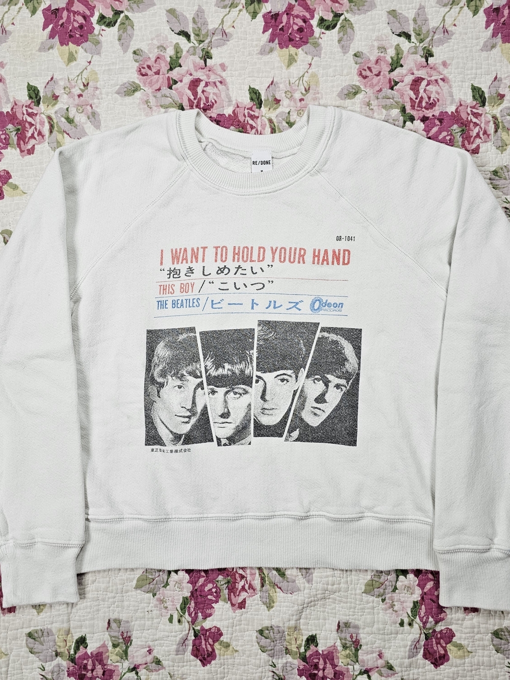 Re/Done White The Beatles Graphic Crewneck Sweatshirt